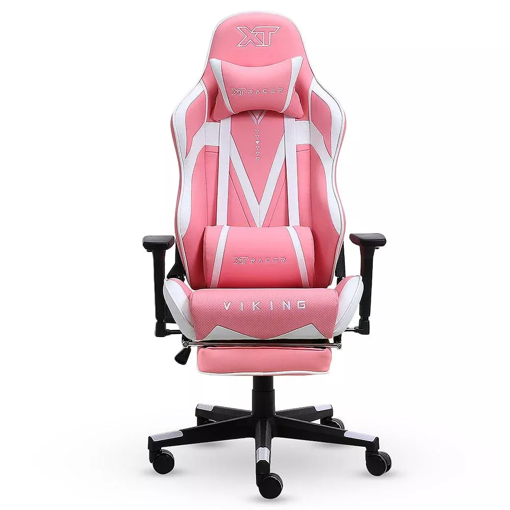 Cadeira Gamer E Escritório XT Racer Viking Rosa Com Apoio Para As Pernas
